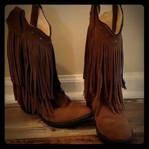 Old West Girls' Fringe Western Boots - Pointed Toe